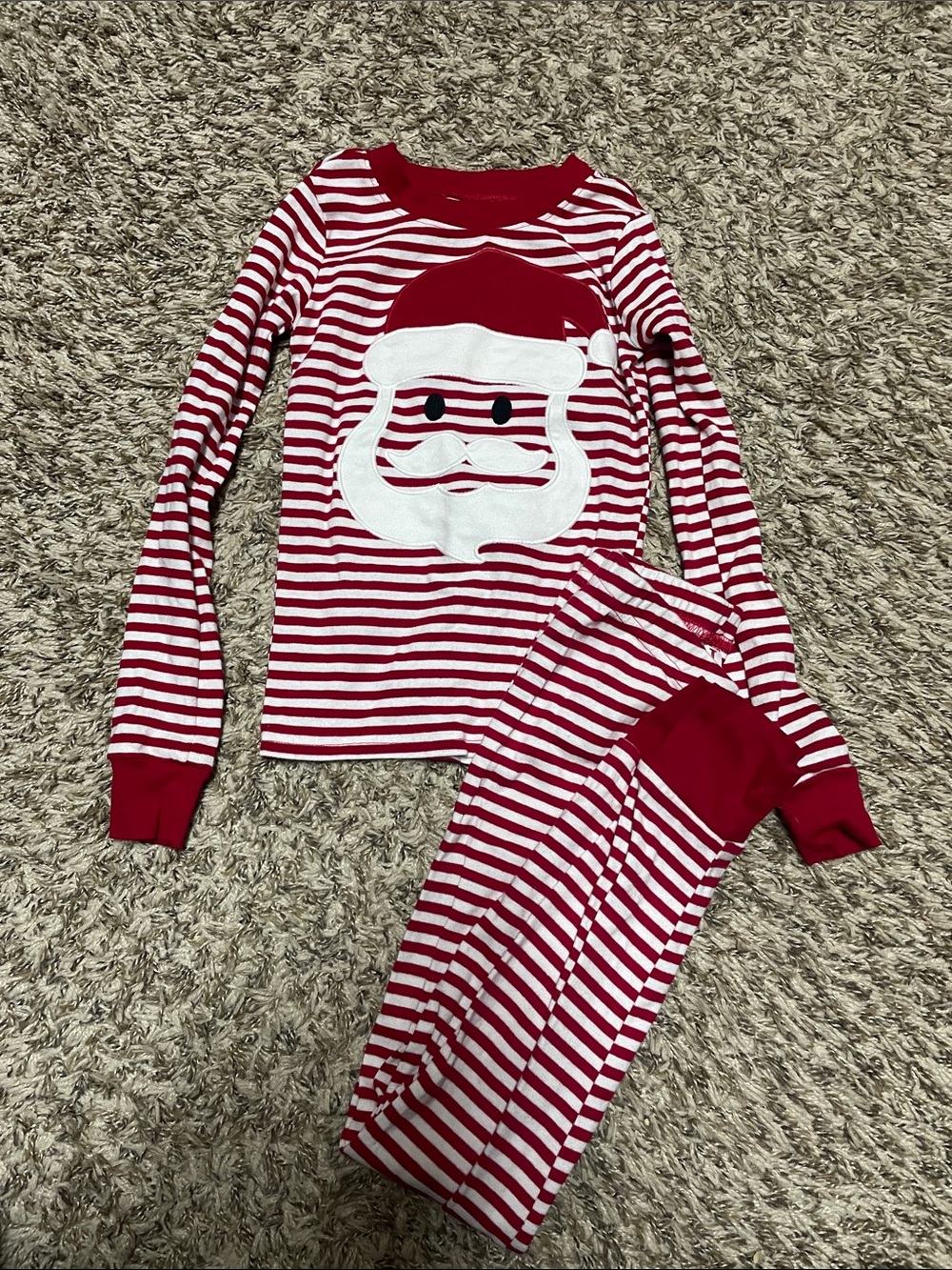Kids' Red & White Striped Santa Pajama Set